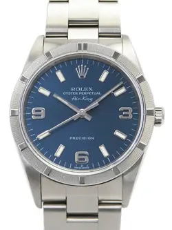 ROLEX AIR KING 14010M BLUE CASE SIZE 34MM MEN'S USED WATCH #7147