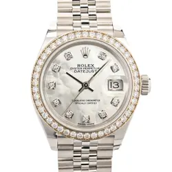ROLEX DATEJUST 279384RBR/J WHITE CASE SIZE 28MM LADIES USED WATCH #7107
