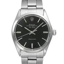 ROLEX AIR KING 5500 BLACK CASE SIZE 34MM X 34MM MEN'S USED WATCH #71407