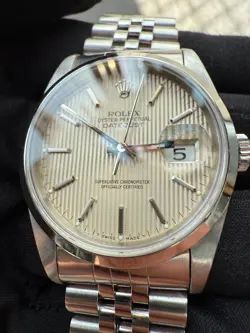 ROLEX DATEJUST 36 MM REF 16200 RARE TAPESTRY DIAL WITH PAPERS JUBILEE BRACELET