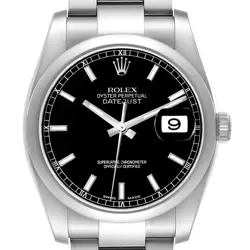 ROLEX DATEJUST BLACK DIAL STEEL AUTOMATIC MENS WATCH 116200