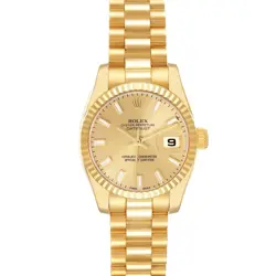 ROLEX PRESIDENT DATEJUST YELLOW GOLD CHAMPAGNE DIAL LADIES WATCH 179178