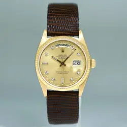 Rolex President Day Date 18038 Yellow Gold Champagne Diamond Quickset Watch Box
