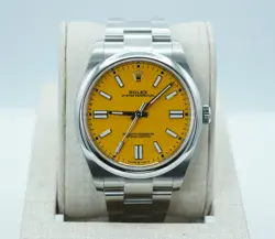 ROLEX 124300 OYSTER PERPETUAL 41 YELLOW DIAL 2021 FULL SET