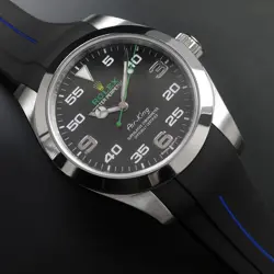 ROLEX 116900 AIR-KING 40MM SUPERALLOY 904L STAINLESS STEEL BLACK & BLUE RACING