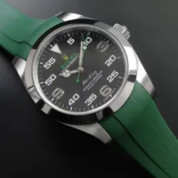ROLEX AIR-KING 116900 BLACK DIAL 40MM STAINLESS STEEL ON GREEN RACING RUBBER