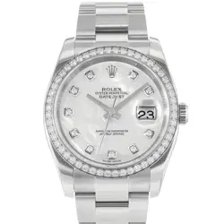 ROLEX DATEJUST 36 116244 FACTORY MOTHER OF PEARL DIAMOND STEEL MENS WATCH 2012