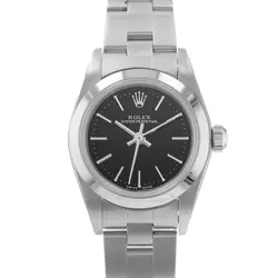 ROLEX OYSTER PERPETUAL 24 76080 BLACK ARABIC STEEL OYSTER LADIES WATCH 2003