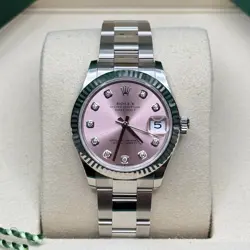 ROLEX DATEJUST 31 NEW 2025 PINK DIAMOND STAINLESS STEEL FLUTED BEZEL OYSTER