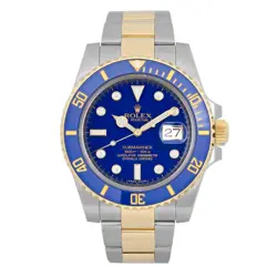 ROLEX SUBMARINER STEEL YELLOW GOLD CERAMIC BLUE DIAL DIAMOND DIAL WATCH 116613