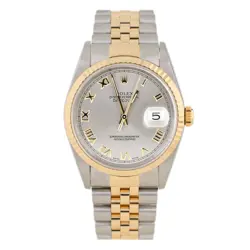 ROLEX DATEJUST 36 STAINLESS STEEL & YELLOW GOLD GRAY DIAL 36MM 16233 FULL SET