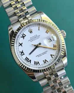 Rolex Datejust 36 White Dial Jubilee White Gold Fluted Bezel - 116234