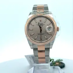 ROLEX 41MM DATEJUST 126331 ROSE SILVER OYSTER BRACELET FLUTED BEZEL SUNDUST DIAL