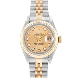 ROLEX DATEJUST 26 69173 FACTORY CHAMPAGNE DIAMOND STEEL YELLOW GOLD LADIES WATCH