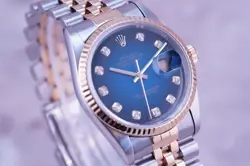 ROLEX MENS DATEJUST TWO-TONE QUICKSET BLUE DIAL WATCH 16233 & ROLEX BRACELET