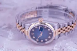 ROLEX MENS DATEJUST TWO-TONE QUICKSET BLUE DIAL WATCH 16233 & ROLEX BRACELET