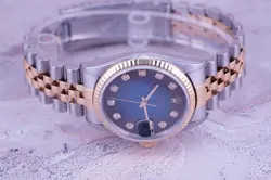 ROLEX MENS DATEJUST TWO-TONE QUICKSET BLUE DIAL WATCH 16233 & ROLEX BRACELET