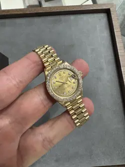 ROLEX PRESIDENT 69178 CHAMPAGNE ROMAN FACTORY MYRIAD DIAMOND DIAL AND BEZEL 18K