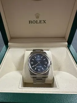 2010 ROLEX OYSTER PERPETUAL 116000 BLUE DIAL 36MM WITH BOX