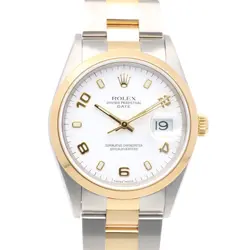 ROLEX DATE WATCHES 15203 STAINLESS STEEL K18 YELLOW GOLD P NUMBER USED