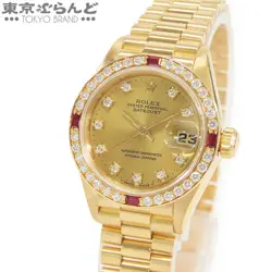 ROLEX DATEJUST SOLID GOLD DIAMOND RUBY PRESIDENT BRACELET 69068G TO213404