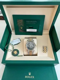 ROLEX DATEJUST 36MM 126233 STEEL 18K YELLOW GOLD WIMBLEDON DIAL WATCH B&P 2025