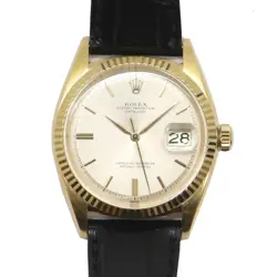 ROLEX DATEJUST LEAF HANDS 1601/8 750 YELLOW GOLD AUTOMATIC 35MM MEN'S #U238