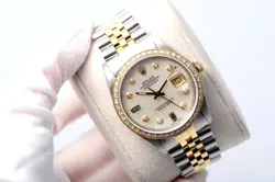 ROLEX DATEJUST 36MM 16013 MOP DIAMOND DIAL & BEZEL BIMETAL JUBILEE MEN'S WATCH