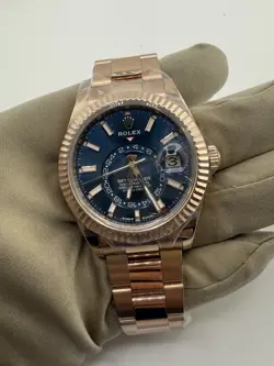 ROLEX SKY-DWELLER 336935 EVEROSE GOLD BLUE DIAL 42MM OYSTER BRACELET WATCH