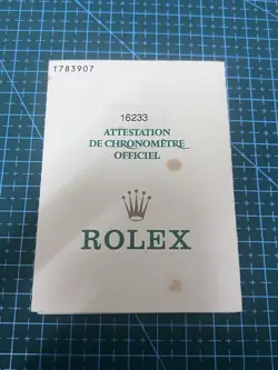 ROLEX GENUINE 16233 DATEJUST CERTIFICATE  PAPER T SERIES 888 FROM 90’S