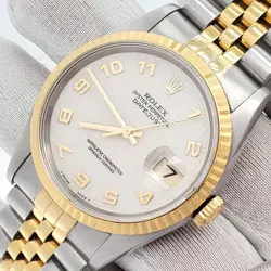 ROLEX DATEJUST 36MM 16233 CREAM JUBILEE ARABIC YELLOW GOLD/STEEL JUBILEE WATCH