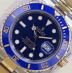 ROLEX MEN'S 40MM SUBMARINER BLUESY CERAMIC OYSTER 18K YG/SS 116613 COMPLETE 2019