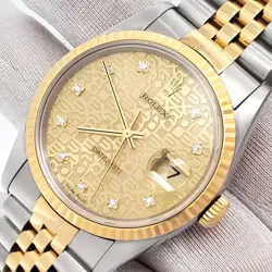 ROLEX DATEJUST 36MM 16233 FACTORY CHAMPAGNE DIAMOND JUBILEE DIAL 2-TONE WATCH