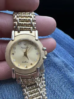 VINTAGE ROLEX BELLINI GOLD LADIES WATCH WITH DIAMOND MARKERS