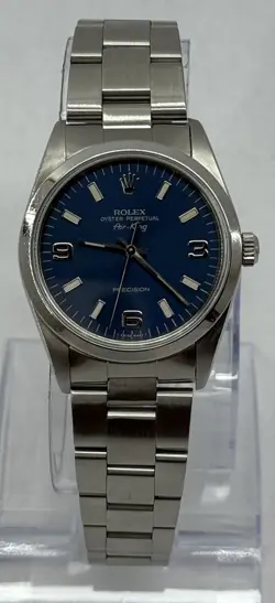 ROLEX AIR-KING OYSTER PERPETUAL 14000 BLUE 34MM WATCH