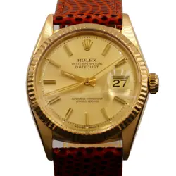 MENS ROLEX 18K YELLOW GOLD DATEJUST WATCH GOLD CHAMPAGNE DIAL 1601