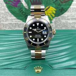 ROLEX SUBMARINER 126613LN SILVER AND GOLD OYSTER BRACELET WITH BLACK BEZEL 41MM