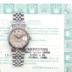1996 ROLEX DATEJUST 36, 16234, STEEL & GOLD, SILVER PATINA DIAMOND DIAL, JUBI...