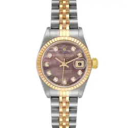 ROLEX DATEJUST STEEL YELLOW GOLD MOP DIAMOND LADIES WATCH 79173 BOX PAPERS