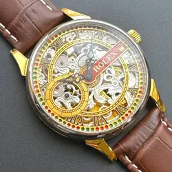 ONE-OF-A-KIND ANTIQUE WATCH ROLEX SKELETON VINTAGE MEN WATCH CLASSIC HAND-WOUND