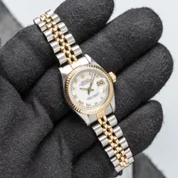 ROLEX DATEJUST 69173 GOLD AND SILVER JUBILEE BRACELET WITH WHITE ROMAN DIAL