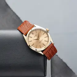 ROLEX OP 1002 BROWN TWO-PIECE STRAP GOLD CAPPED HEAD STEEL CASEBACK 1963 YEAR