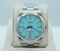 ROLEX 124300 OYSTER PERPETUAL 41 TURQUOISE BLUE DIAL 2020 FULL SET