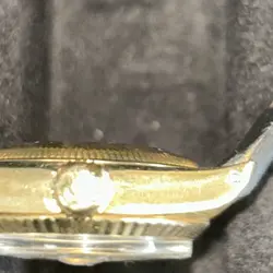 Rolex TIFFANY Oyster Perpetual Ladies leather strap yellow 18K gold SERVICED