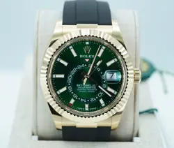 ROLEX 336238 SKY-DWELLER YELLOW GOLD GREEN DIAL OYSTERFLEX NEW MODEL 2025