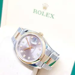 ROLEX 36MM 18K HALF YELLOW GOLD GREY BIG DIAMONDS DATEJUST REF: 116203 (2003)