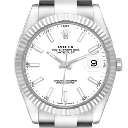 ROLEX DATEJUST 41 STEEL WHITE GOLD WHITE DIAL MENS WATCH 126334 BOX CARD