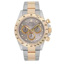 ROLEX DAYTONA 18K YELLOW GOLD STEEL GREY DIAL AUTOMATIC MENS WATCH 116523