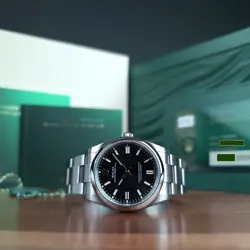 BLACK DIAL ROLEX OYSTER PERPETUAL 36 WITH BOX & CARD 126000