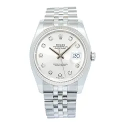 ROLEX DATEJUST 116234G SS AUTO PRESIDENT FACTORY DIAMOND SILVER DIAL UNISEX 36MM